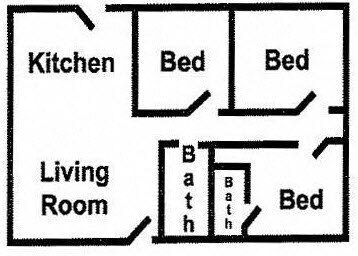 Three Bedroom 16 floor plan
